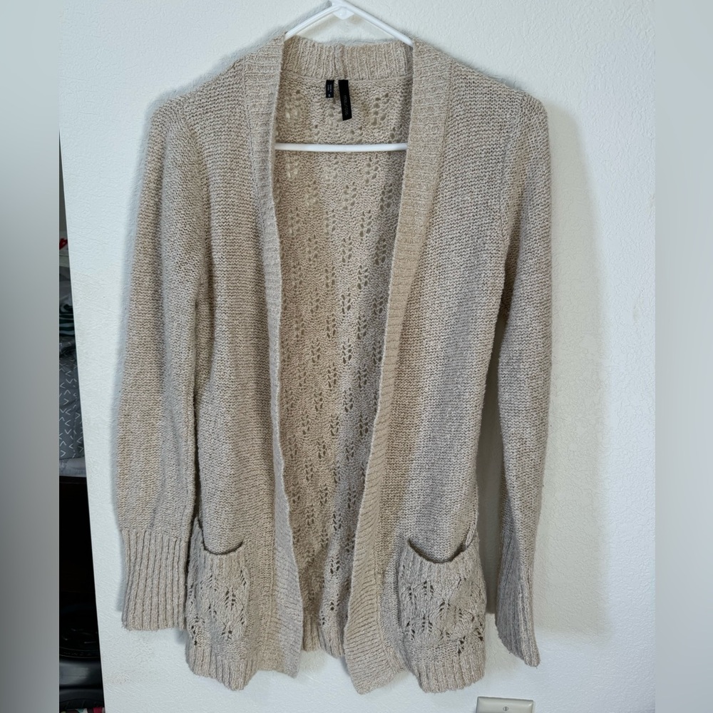 Cream Oversized Cardigan with Gold Sparkles